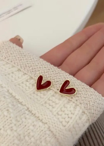 Nakışlı Kırmızı Midi Küpe - Görsel 3