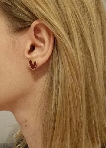 Nakışlı Kırmızı Midi Küpe - Görsel 6