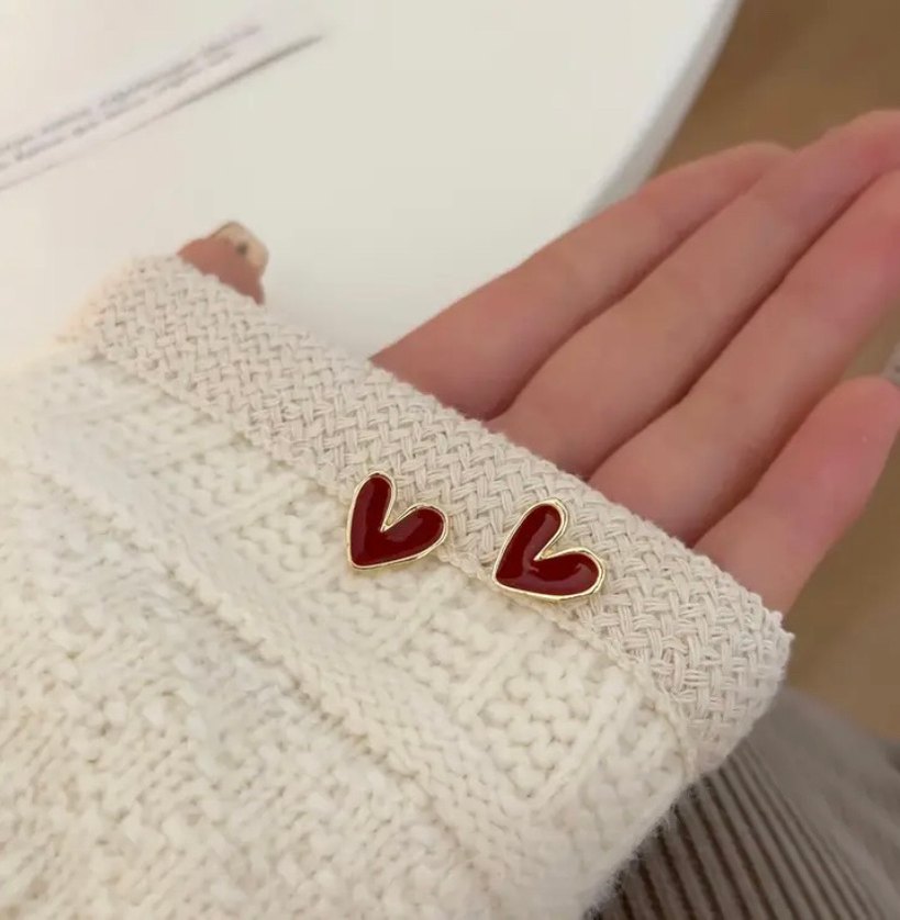 Nakışlı Kırmızı Midi Küpe - Görsel 3