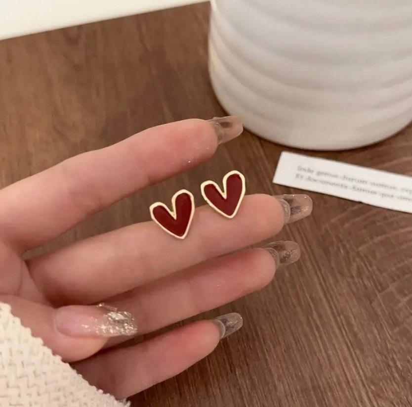 Nakışlı Kırmızı Midi Küpe - Görsel 2