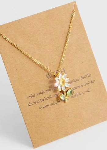 Çiçek Detaylı Altın Renkli Midi Kolye - Görsel 2