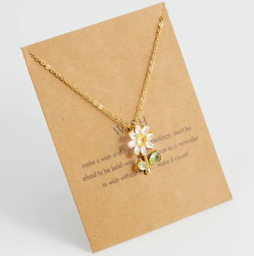 Çiçek Detaylı Altın Renkli Midi Kolye - Görsel 2