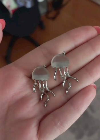 Pembe Denizanası Mini Küpe - Görsel 5