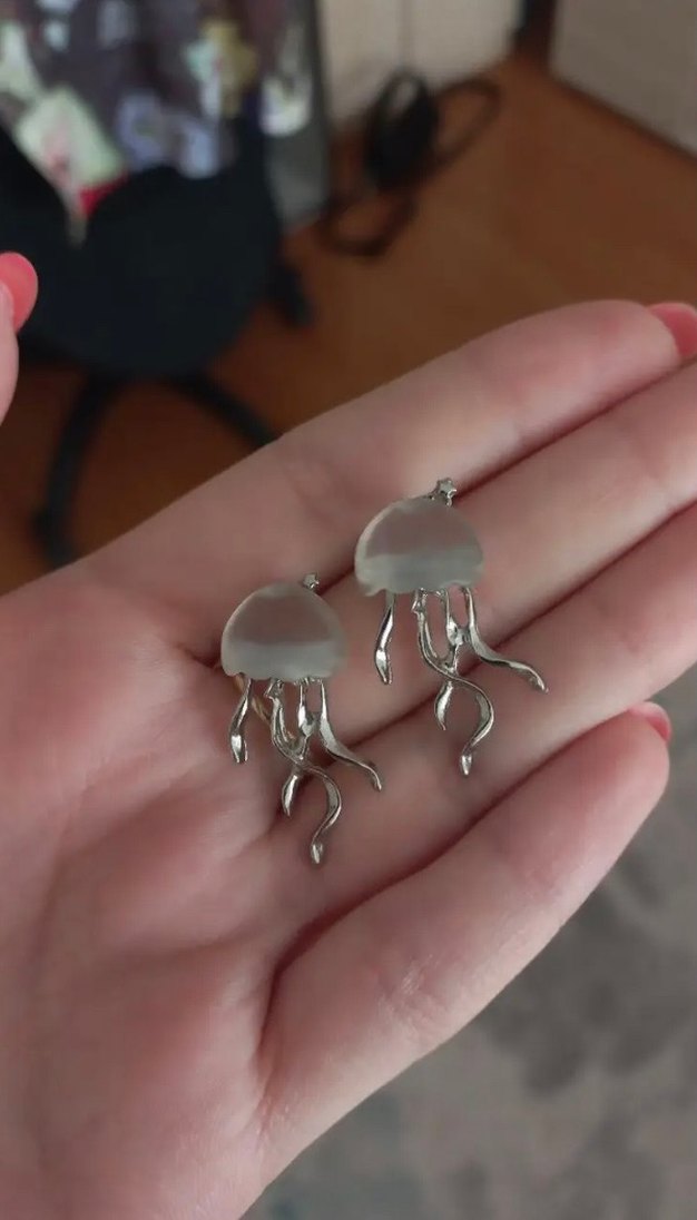 Pembe Denizanası Mini Küpe - Görsel 5