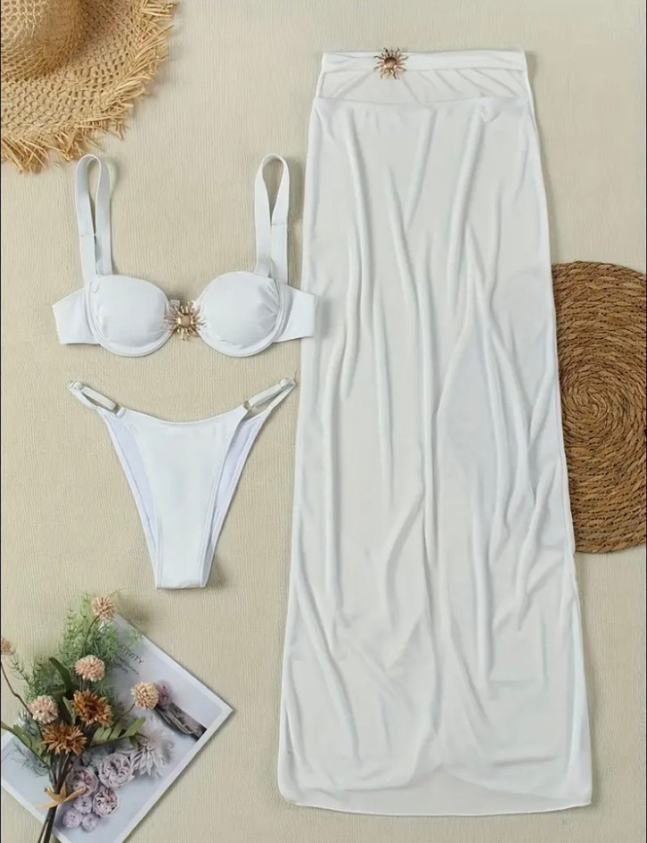 Üç Parça Seksi Avrupa Tarzı Bikini Takımı - Görsel 4