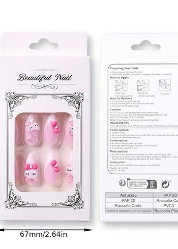 24 Adet 3D Hello Kitty Y2K Tırnak Seti - Görsel 5