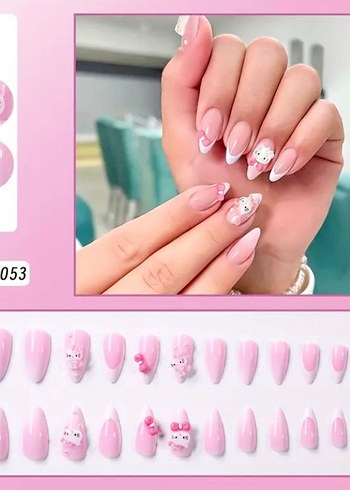 24 Adet 3D Hello Kitty Y2K Tırnak Seti - Görsel 7