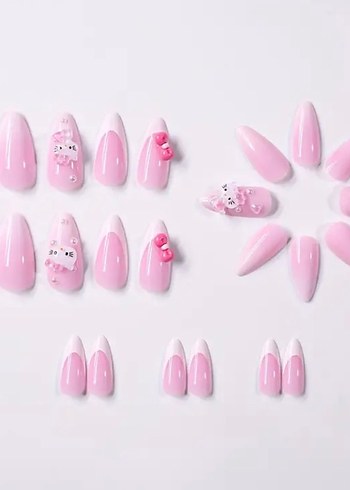 24 Adet 3D Hello Kitty Y2K Tırnak Seti - Görsel 3