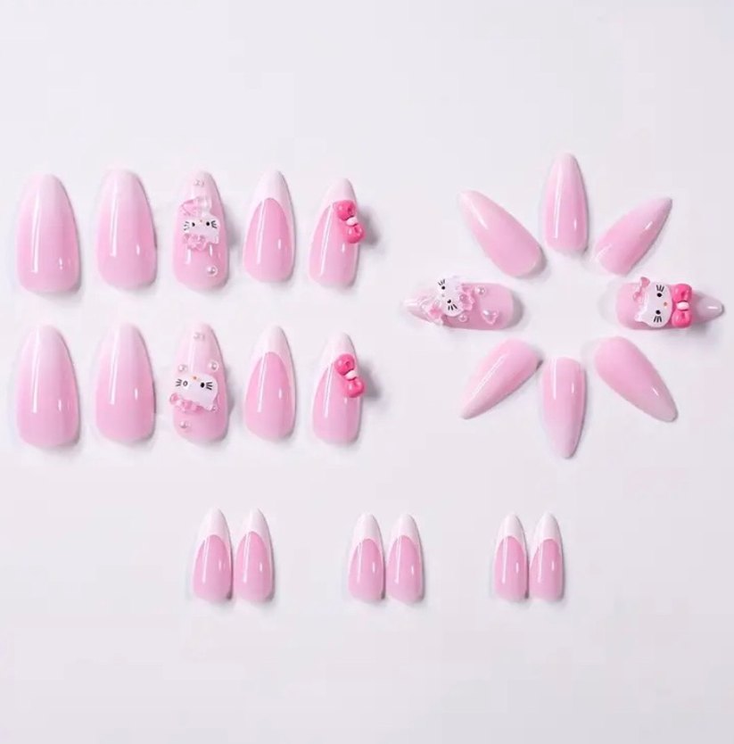 24 Adet 3D Hello Kitty Y2K Tırnak Seti - Görsel 3