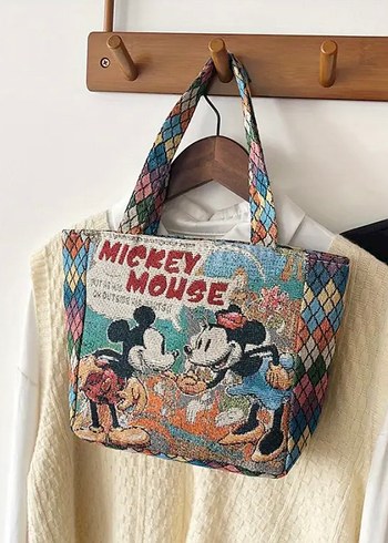 Diğer Renkli Örgü Mickey Mouse Kadın Çanta