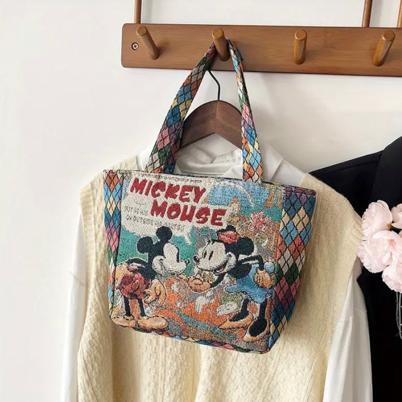 Renkli Örgü Mickey Mouse Kadın Çanta - Görsel 3