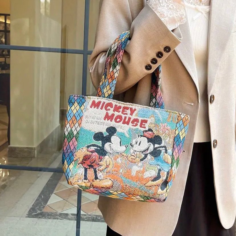 Renkli Örgü Mickey Mouse Kadın Çanta - Görsel 2