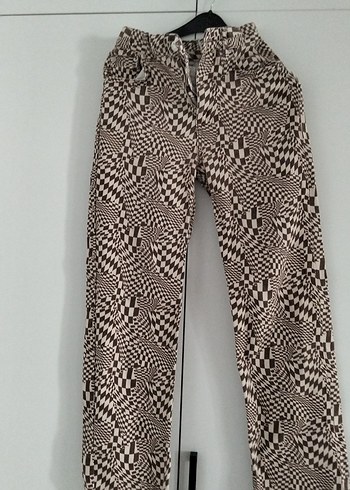 Kahverengi Pilili Midi Street Style Kadın Pantolon