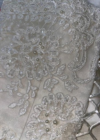 Kısa Kollu A Kesim Beyaz Gelinlik - Görsel 5