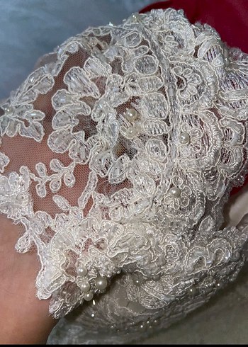 Kısa Kollu A Kesim Beyaz Gelinlik - Görsel 7