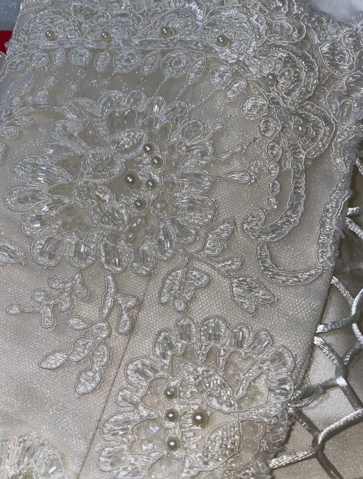 Kısa Kollu A Kesim Beyaz Gelinlik - Görsel 5