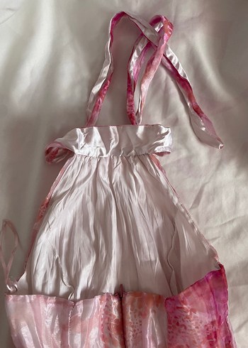 Pembe Drapeli Uzun Tie-Dye Kadın Elbise - Görsel 3