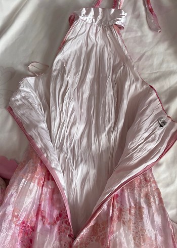 Pembe Drapeli Uzun Tie-Dye Kadın Elbise - Görsel 7