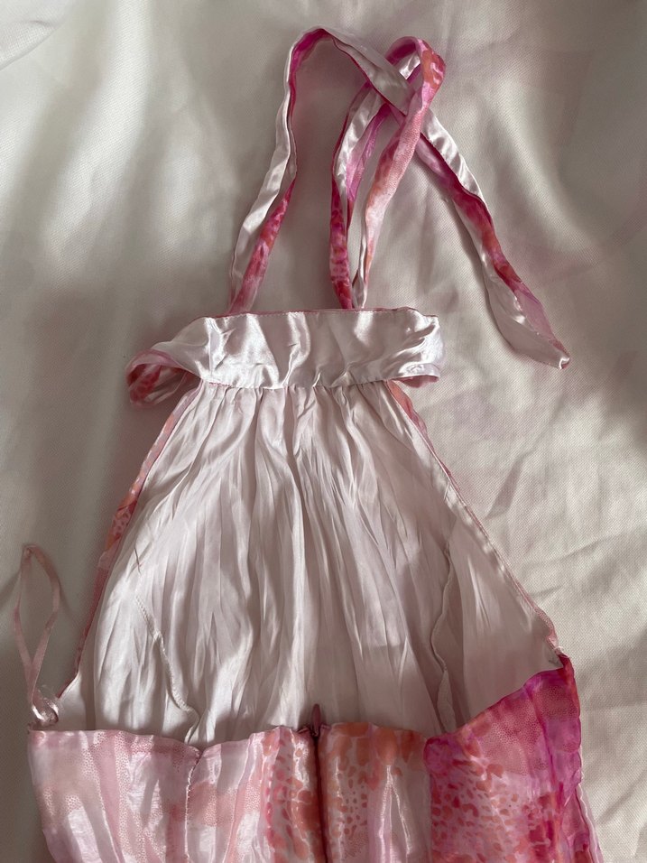 Pembe Drapeli Uzun Tie-Dye Kadın Elbise - Görsel 3