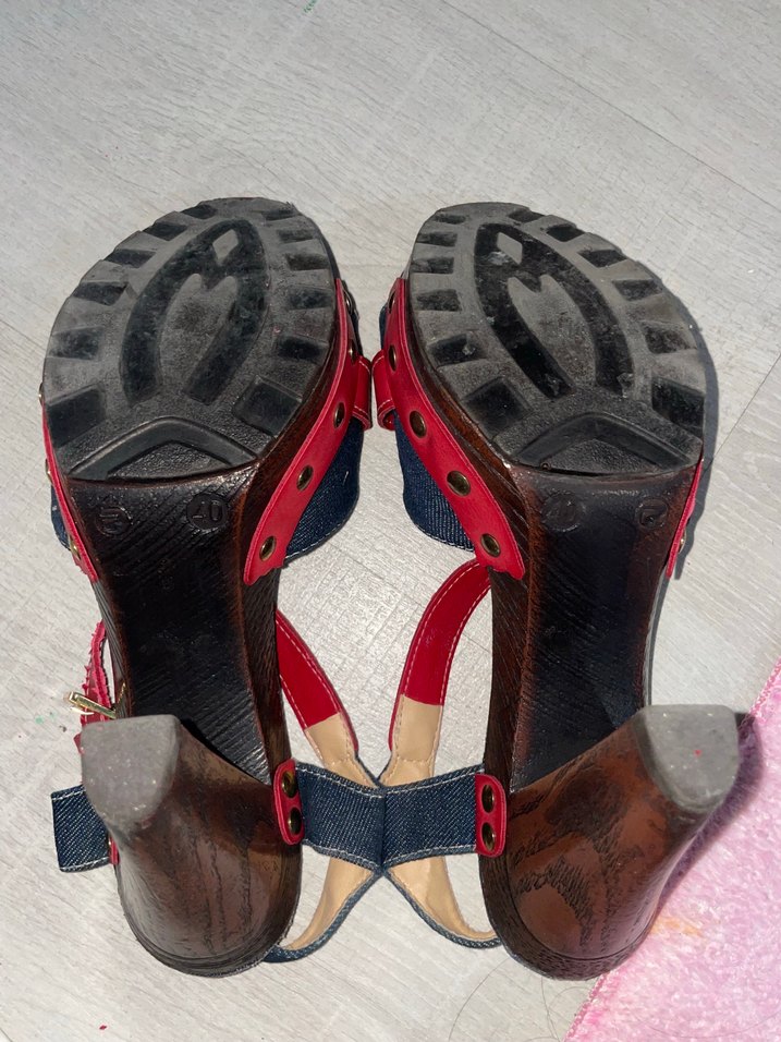 Kırmızı Tokalı Platform Topuklu Kadın Ayakkabı - Görsel 5