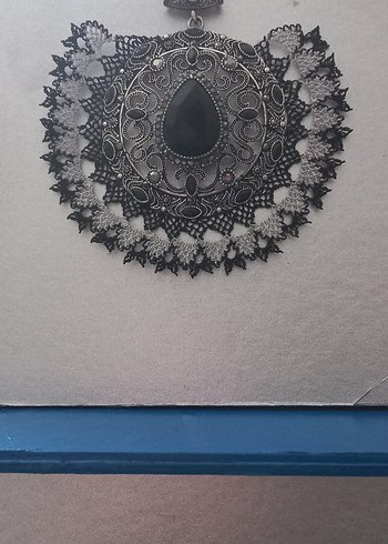 Diğer İğne oyası İşlemeli Gotik Siyah Kolye