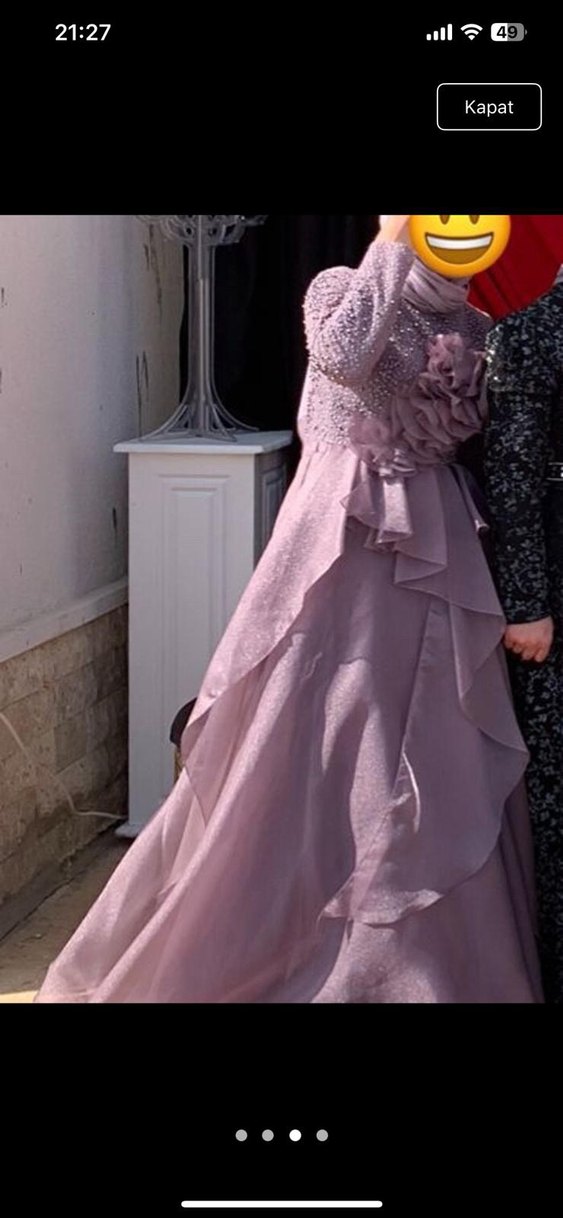 Uzun Mor Drapeli Kadın Abiye - Görsel 2