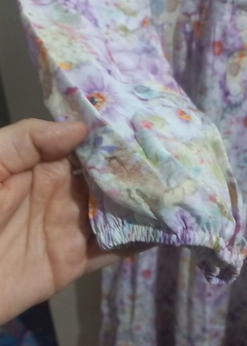 s Beden mor Renk Bohem Mor Uzun Kol Bağlamalı Elbise
