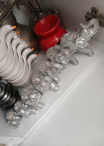 Diğer Gri Fil Figürlü Beyaz Mutfak Aksesuar Seti