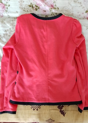 Pembe Kadın Ofis Ceket Siyah Detaylı - Görsel 6