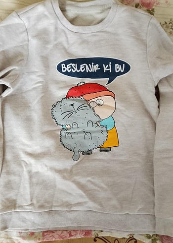 Kız Çocuk Gri Uzun Kollu Sweatshirt - Görsel 5