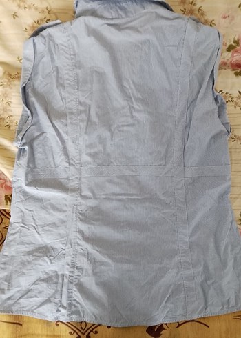 Gri Kolsuz Keten Kadın Gömlek - Görsel 8