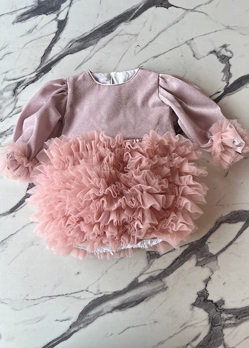 Diğer Diger Kız Çocuk Pembe Uzun Kollu Balon elbise