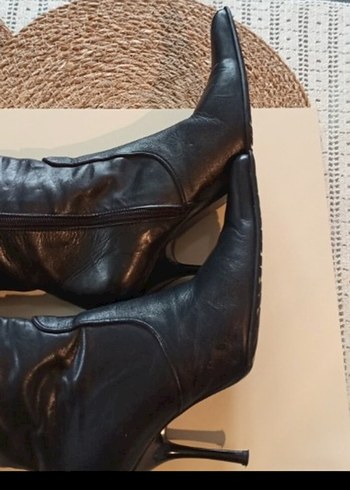 39 Beden siyah Renk Kadın Siyah Deri Diz altı ü Stiletto Çizme