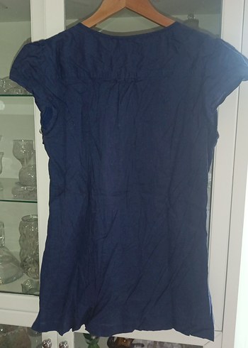 Dantel Detaylı Lacivert pamuklu işlemeli elbise - Görsel 6