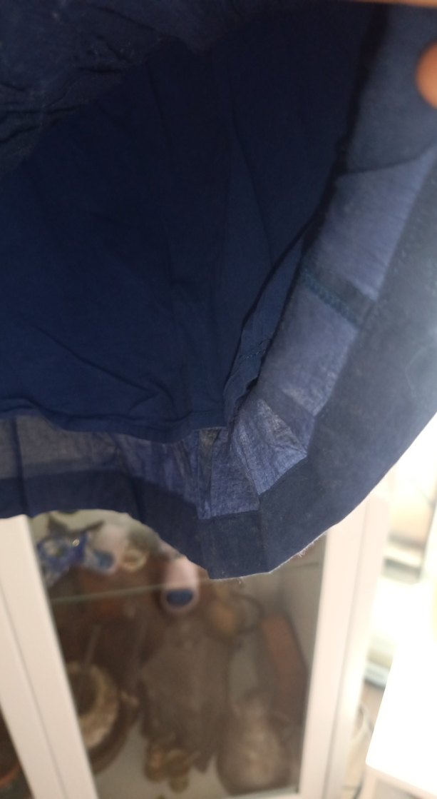 Dantel Detaylı Lacivert pamuklu işlemeli elbise - Görsel 5