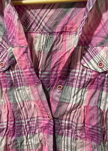 Koton Pembe Batik Desenli Kısa Kollu Gömlek yada gömlek elbise