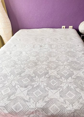 El örme dantel Krem rengi Yatak Örtüsü - Görsel 2