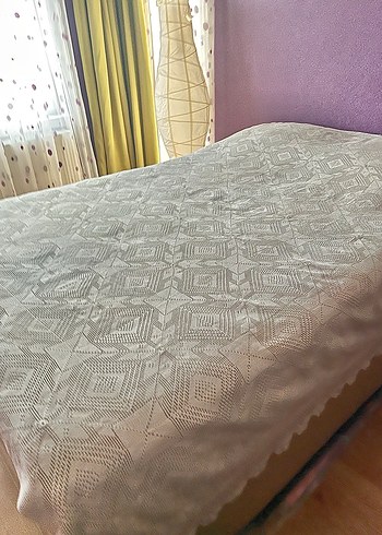 El örme dantel Krem rengi Yatak Örtüsü - Görsel 5