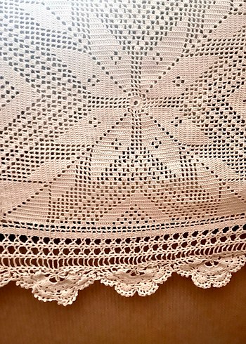 El örme dantel Krem rengi Yatak Örtüsü - Görsel 4