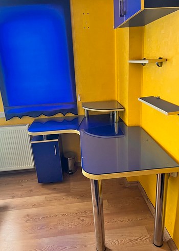 Renkli Mavi Genç Odası Yatağı ve Komodin ve Çalışma Masası - Görsel 4