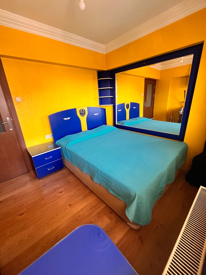 Renkli Mavi Genç Odası Yatağı ve Komodin ve Çalışma Masası - Görsel 2