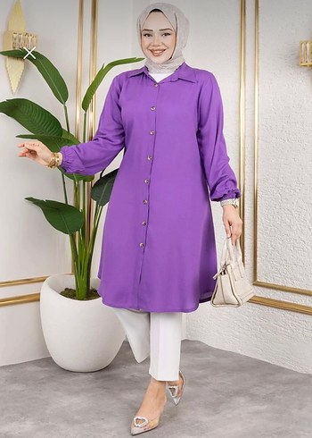Zara Mor Uzun Kollu Düğmeli Tunik