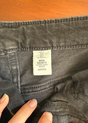 40 Beden siyah Renk Kadın Siyah Kot Şort H&M %99 PAMUK