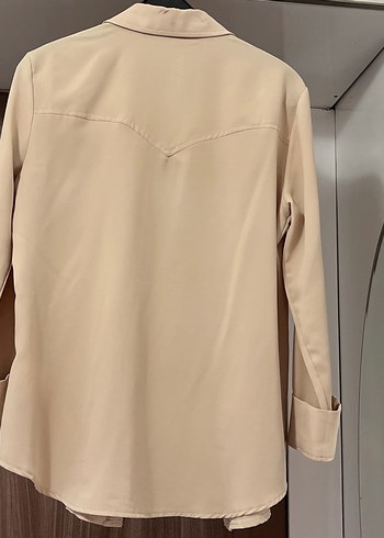 Diğer Bej Düğmeli Salaş Kadın Gömlek