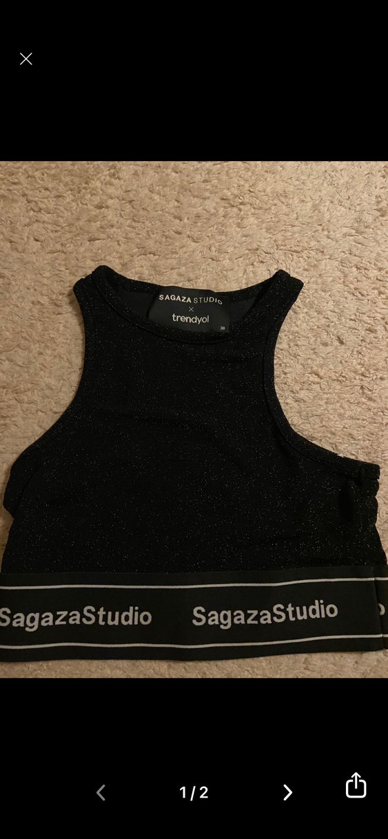 SagazaStudio Siyah Spor Crop Top - Görsel 2