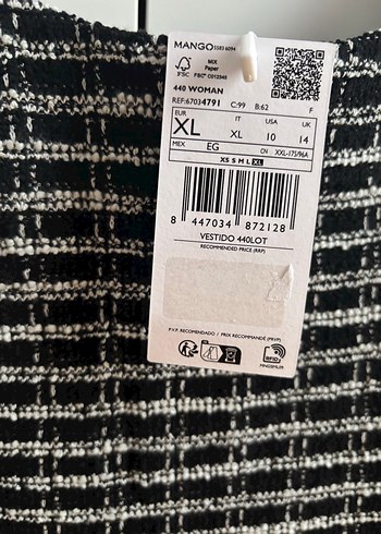 xl Beden Mango Kareli Tüvit Elbise