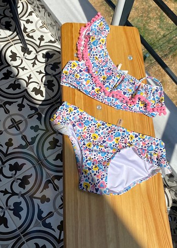 Renkli Bohem Desenli Kız Bikini Takımı