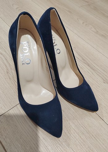 36 Beden Klasik Lacivert Süet Stiletto Hic giyilmemiş