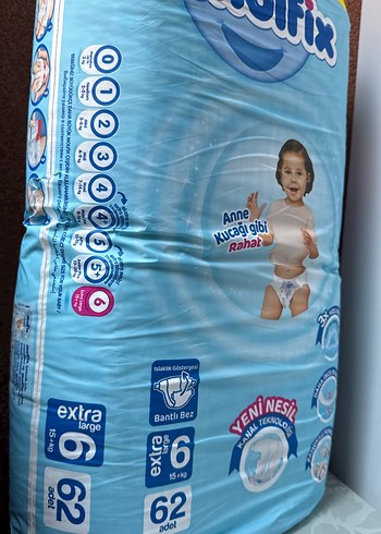 6 Beden: 16+ kg Beden Renk Molfix Bebek Bezi No:6, 62 Adet