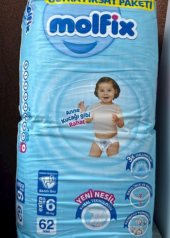 Molfix Bebek Bezi No:6, 62 Adet